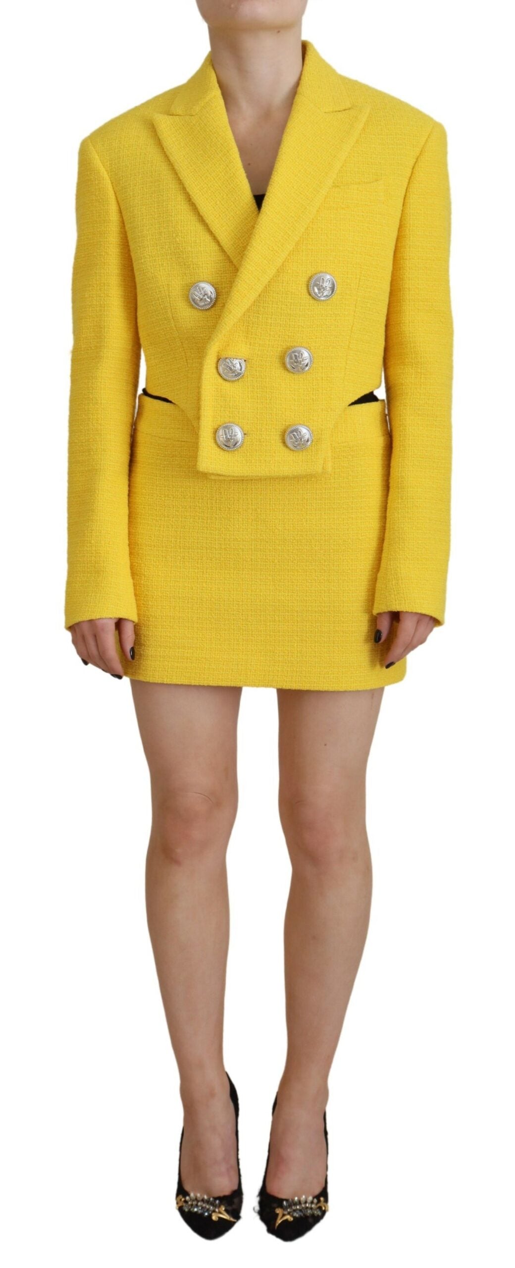 Dsquared² Sarı Kruvaze Mini Takım Elbise Blazer Etek Takımı